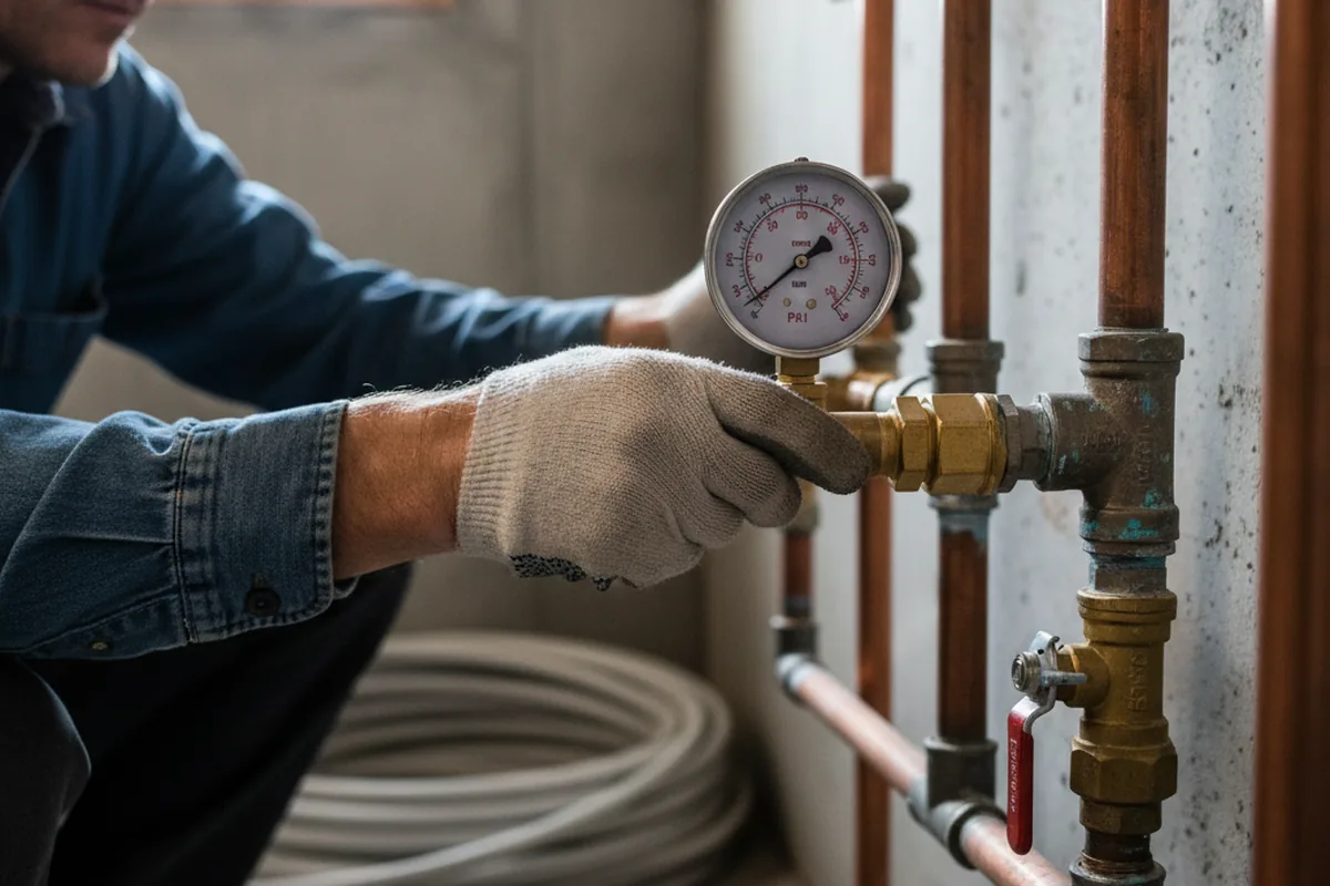 Pressure testing a repaired line during Water Line Repair in Newman Lake